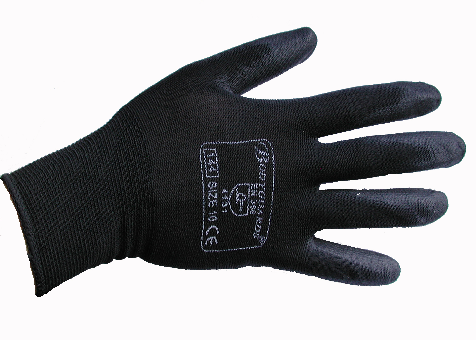 BLACK NYLON PALM COATED GLOVES - MEDIUM}